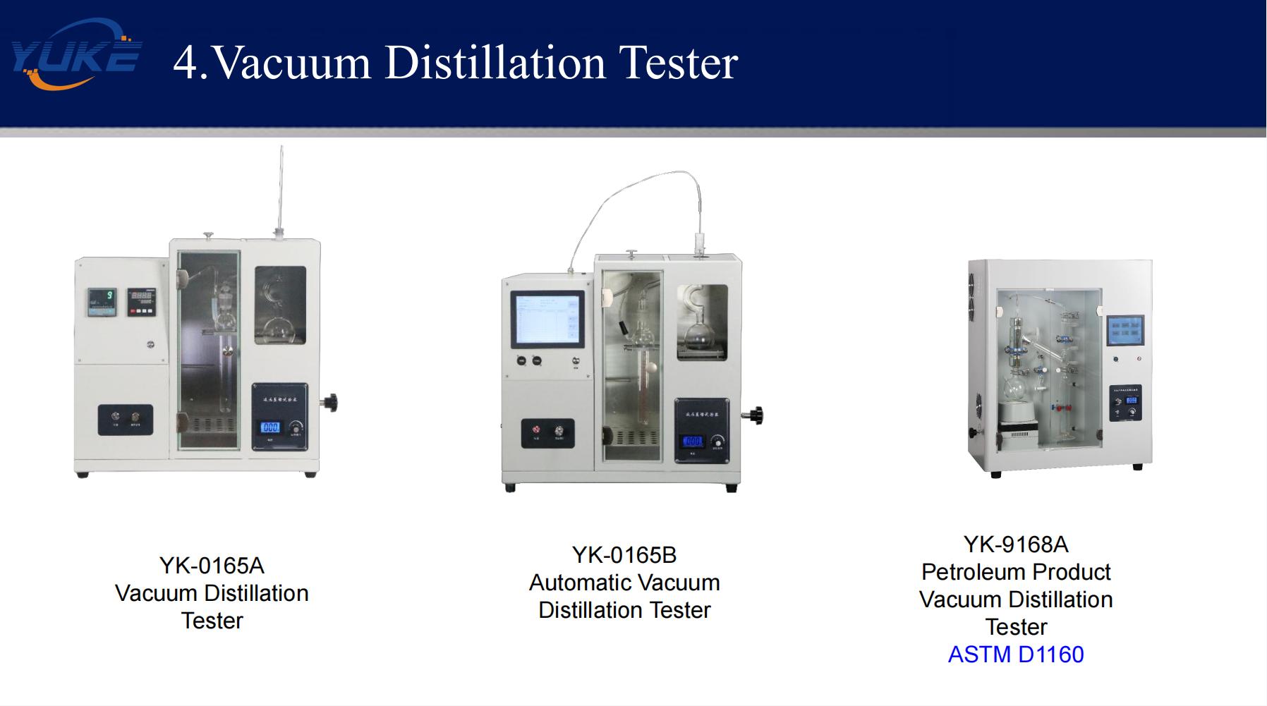 New Vacuum Distillation Tester Series – YK-0165A, YK-0165B, and YK-9168A Smart Integrated Model (ASTM D1160 Compliant)